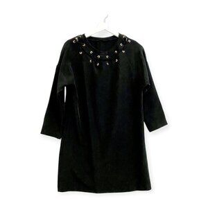 Zara black lacing & grommet shosrt sleeve tunic dress, Size S